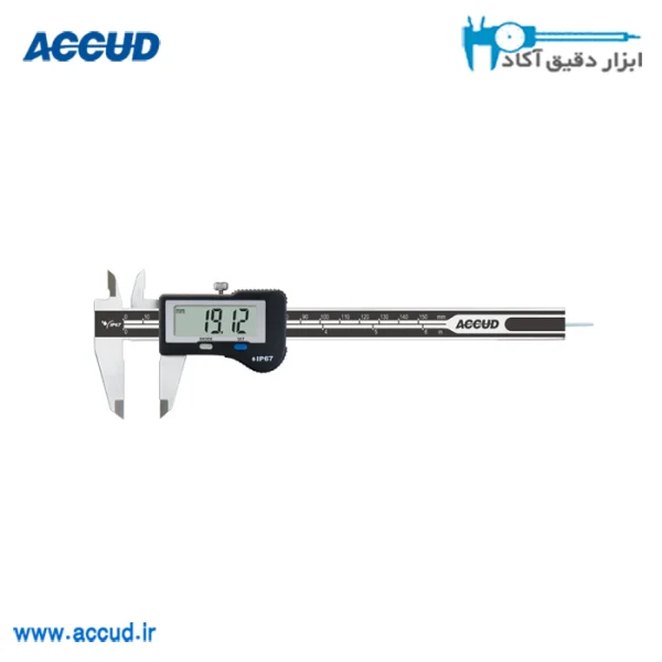 کولیس دیجیتال IP67 (ضد آب) 15 سانتی متر با عمق سنج گرد Accud (اکیود اتریش با گارانتی شرکتی) مدل 112-006-11HR
