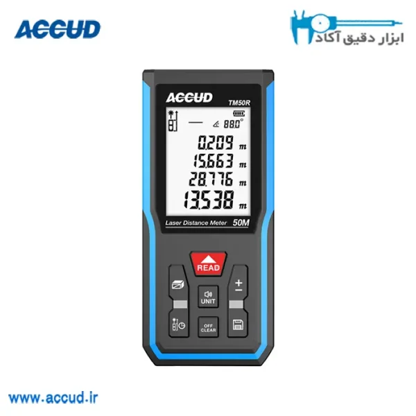 متر لیزری 50 متری با تراز دیجیتال Accud (اکود با گارانتی شرکتی) مدل TM50R